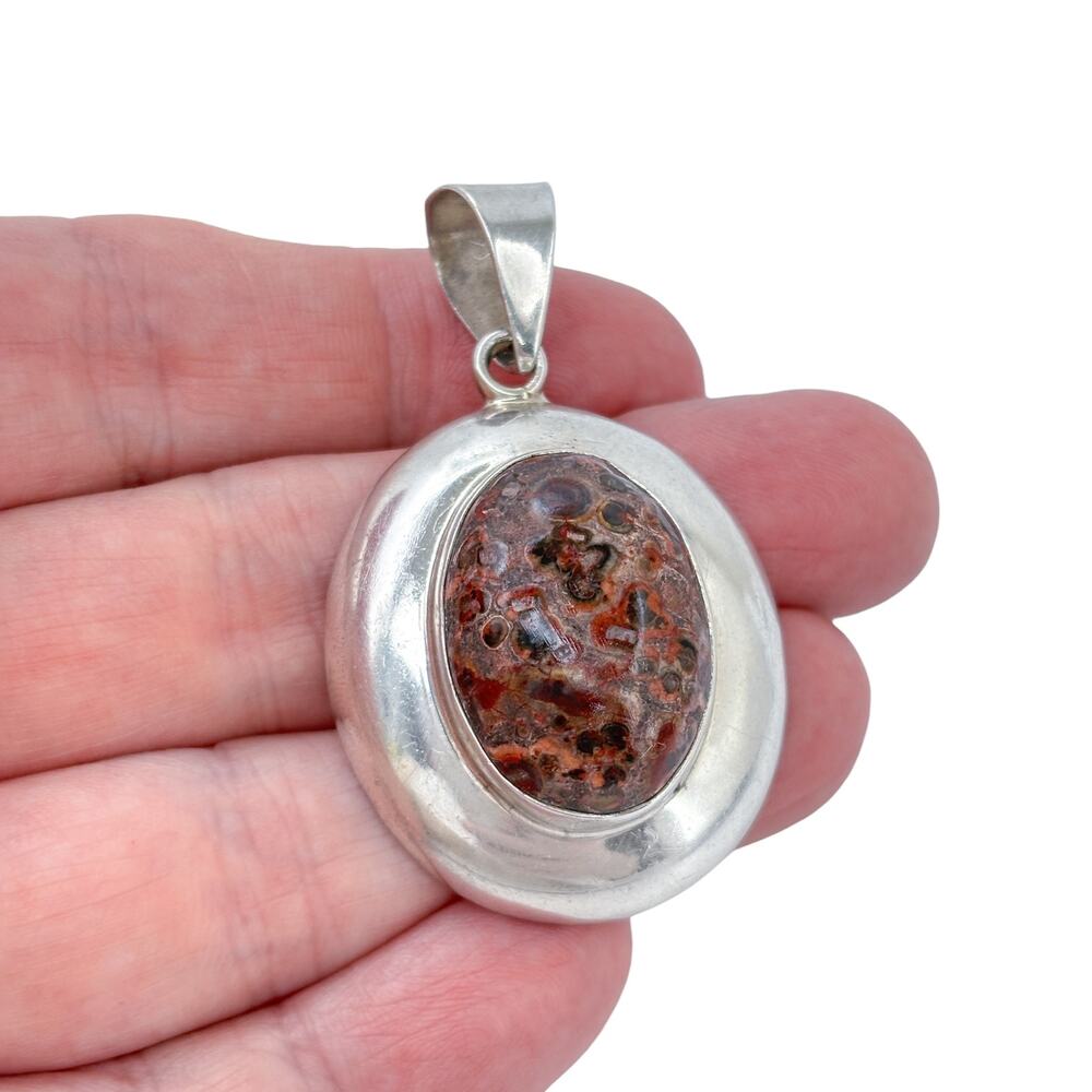 Vintage Sterling Silver 925 Red Jasper Pendant